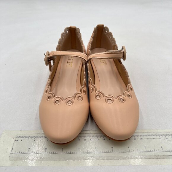 miss left Nude Wave Shaped Edge with Circular Holes Single Strap Buckle Flat - Picture 3 of 8